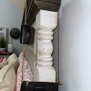 Coach Black and Brown Bag with Gold Chain